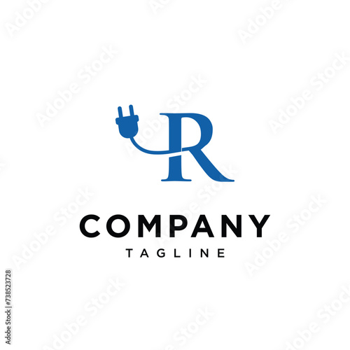 Letter R Electrical Plug logo icon vector template.eps