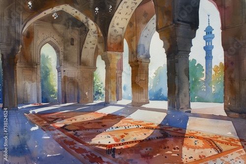 watercolour painting, Mosque