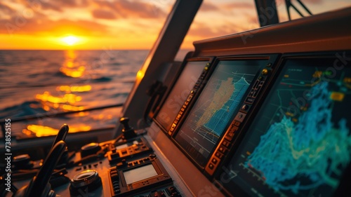 High-tech marine navigation system monitoring weather patterns photo