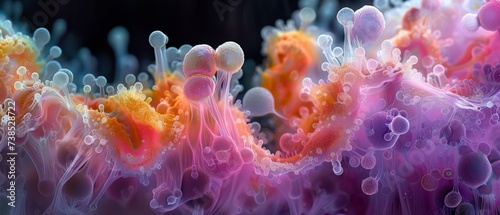 A colorful abstract image of bubbles and bubbles. Generative AI.