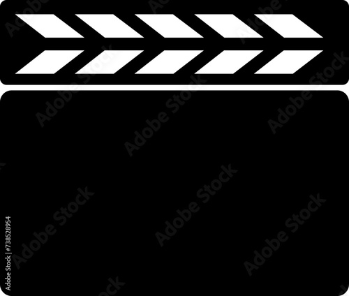 Clapperboard icon. Closed movie shooting clapper board vector. Film, Movie cinema or tv clapperboard symbol. cinema action scene cut clap board sign in fill style isolated on transparent background .