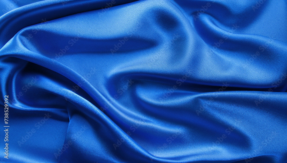 Fototapeta premium Deep blue satin, silk, texture background; abstract fabric with shiny design