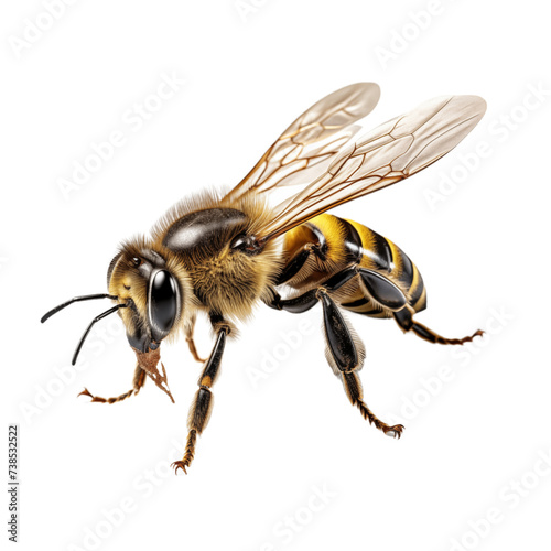 macro shot of a bee isolated on transparent background