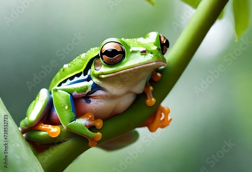 Red Eyed frog on the branch, animals and mamals