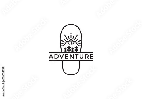 foot step and mountain logo design. travel adventure holidays. symbols, icons, templates