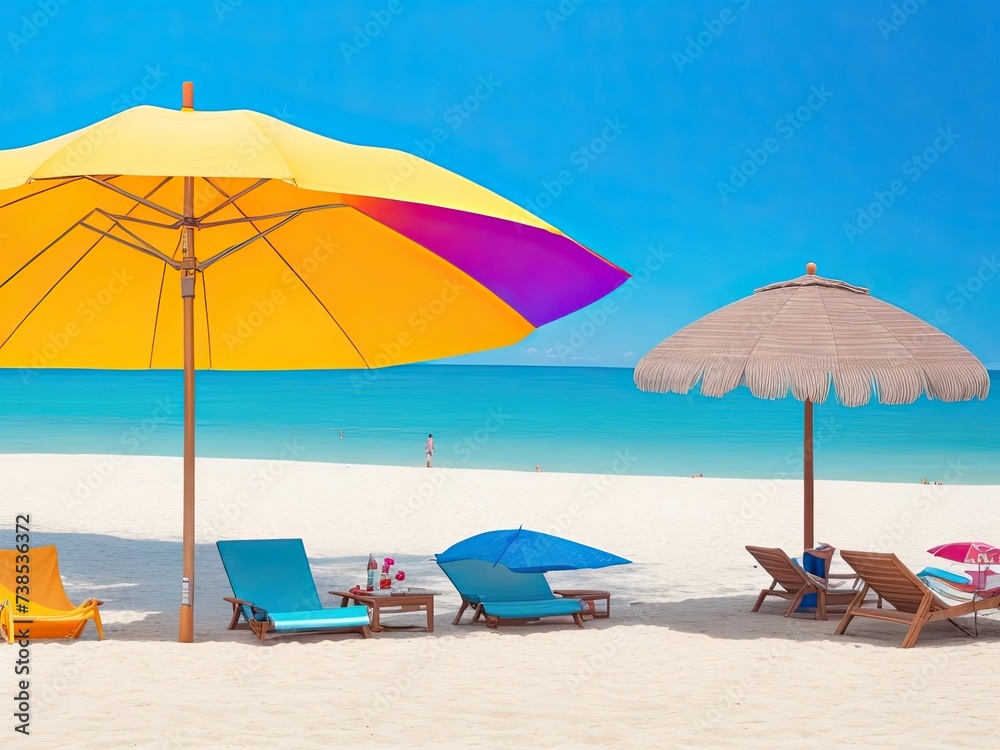 beach with umbrellas for a summertime getaway
