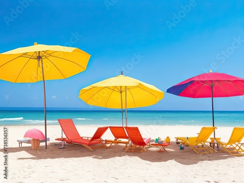 beach with umbrellas for a summertime getaway