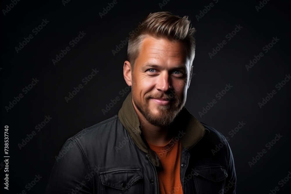 Portrait of a handsome young man on a dark background. Men's beauty, fashion. Portrait of a handsome young man on a dark background. Men's beauty, fashion.