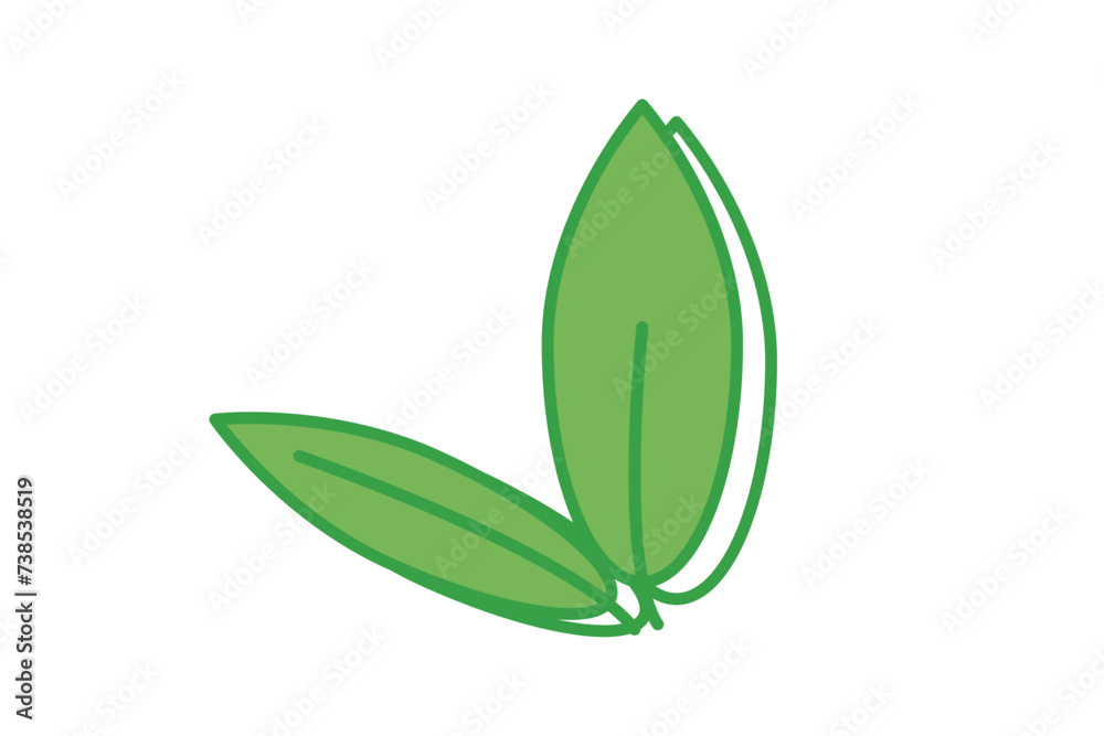 Leaves Decor Flat Sticker Design Leaves Decor Flat Sticker Design