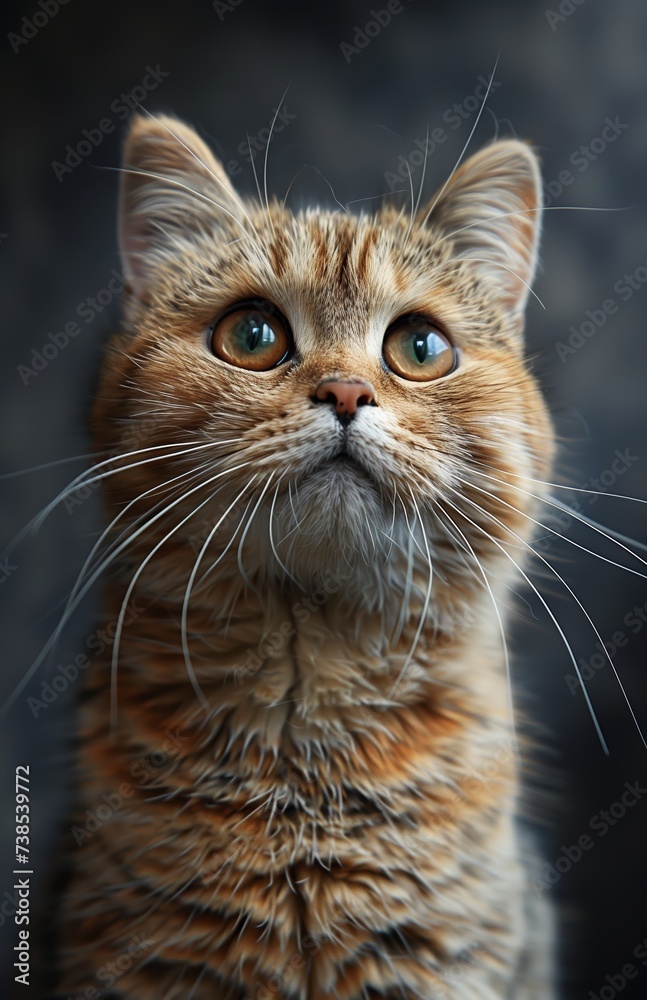 Funny cat's studio portrait. Face and head of curious animal close up.
Funny cat's studio portrait. Face and head of curious animal close up.