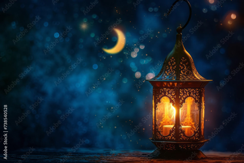 A candlelit lantern with moon and stars is presented, creating mysterious backdrops