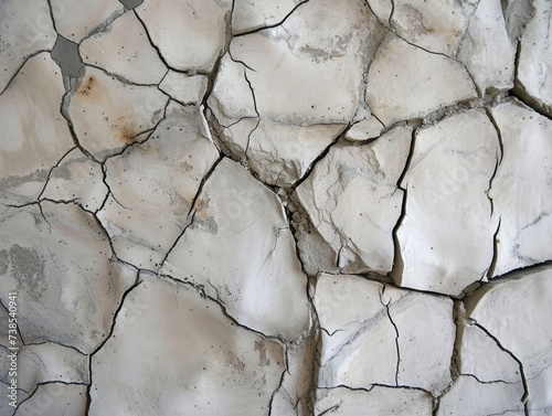 Cracks in a concrete floor, featuring energetic lines, realistic details, minimalist ceramics in light beige and gray hues.