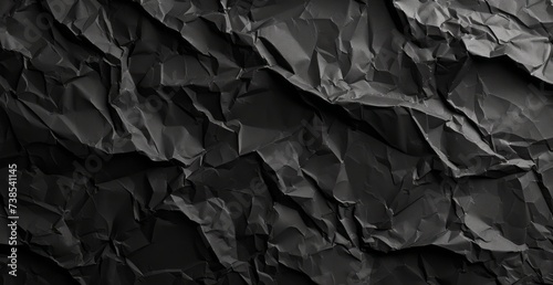 A dark black background texture, featuring a crumpled aesthetic, use of paper, and accurate and detailed elements.