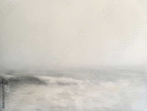 A pastel on canvas, featuring minimalist abstraction in light white and light gray hues, captured in a matte photo.