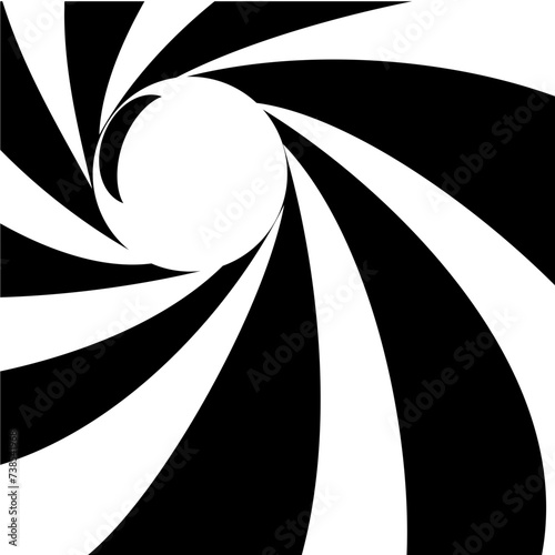 Abstract background inside of a gun barrel. Spiraled interior of a gun. 007 logo. Abstract background.