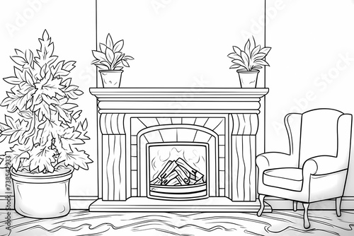 printable picture  coloring book with cozy rooms