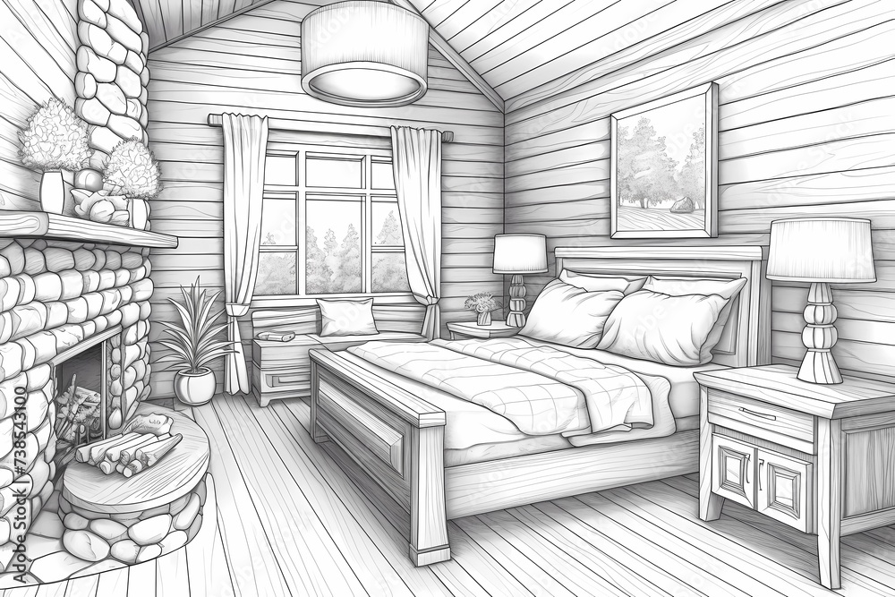printable picture, coloring book with cozy rooms printable picture, coloring book with cozy rooms