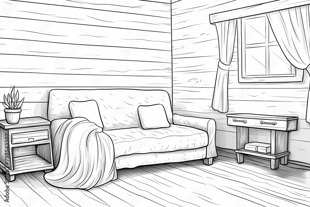 printable picture, coloring book with cozy rooms printable picture, coloring book with cozy rooms