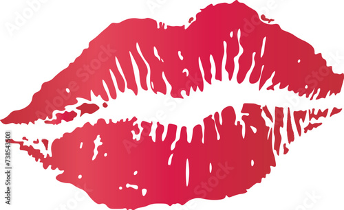 A red imprint of a woman's kiss photo