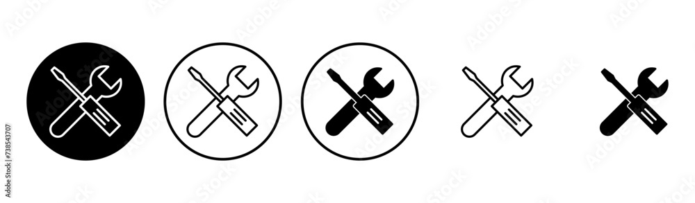 Repair tools icon set. tool icon vector. setting icon vector. Wrench and screwdriver. support, Service Repair tools icon set. tool icon vector. setting icon vector. Wrench and screwdriver. support, Service