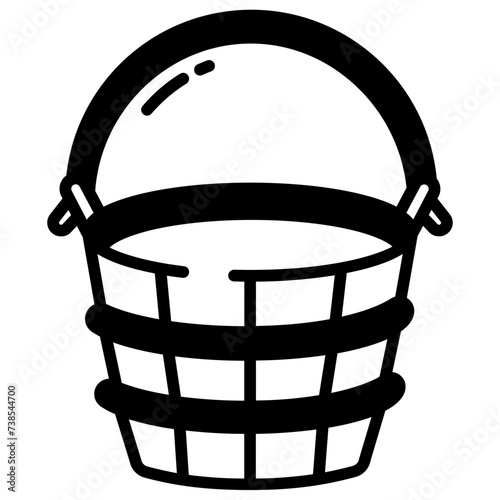 Sauna Wooden Pail glyph and line vector illustration