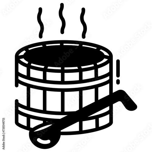 Wooden Tub glyph and line vector illustration