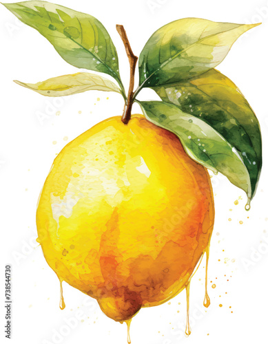 Yellow lemon watercolor Illustration for greeting cards, printing and other design projects.