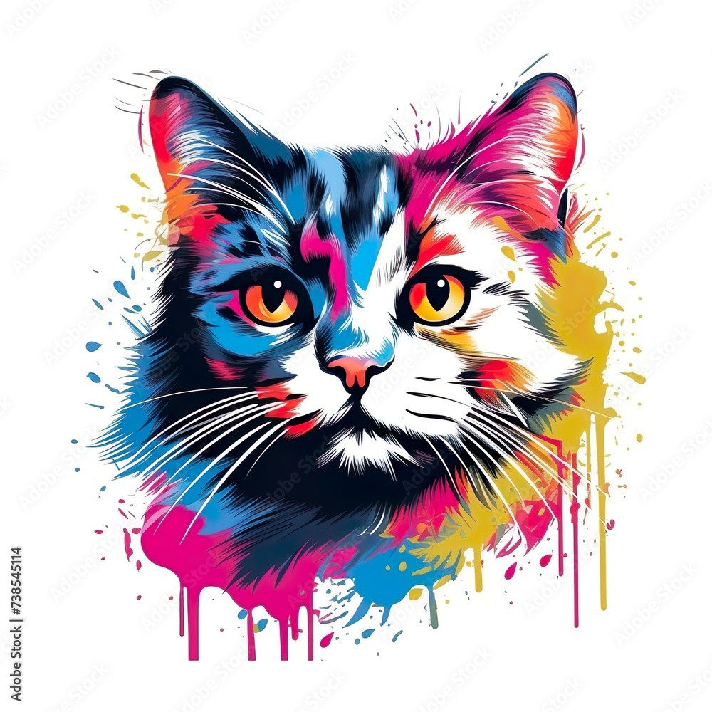 cute retro style cat t-shirt design on white background cute retro style cat t-shirt design on white background