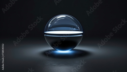 Spherical object with illumination on a dark background. The concept of technology and the future.