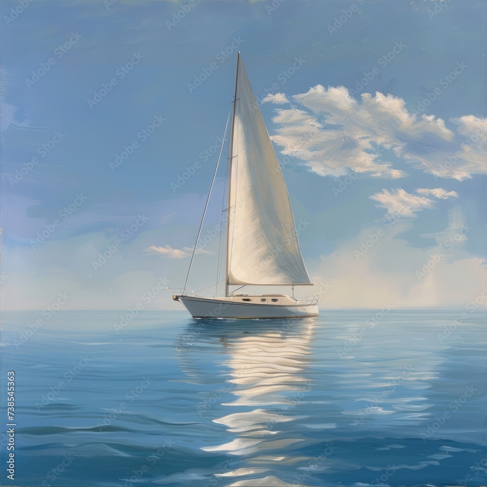 a sailboat sailing gracefully on the sea, embodying the essence of summer and the spirit of nautical adventure