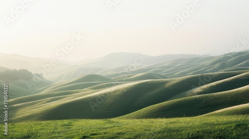 green rolling hills minimalist landscape