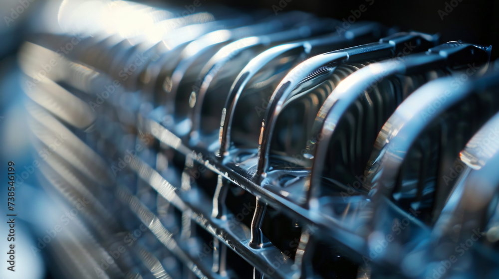 Car aluminum radiator for motor cooling. - obrazy, fototapety, plakaty 