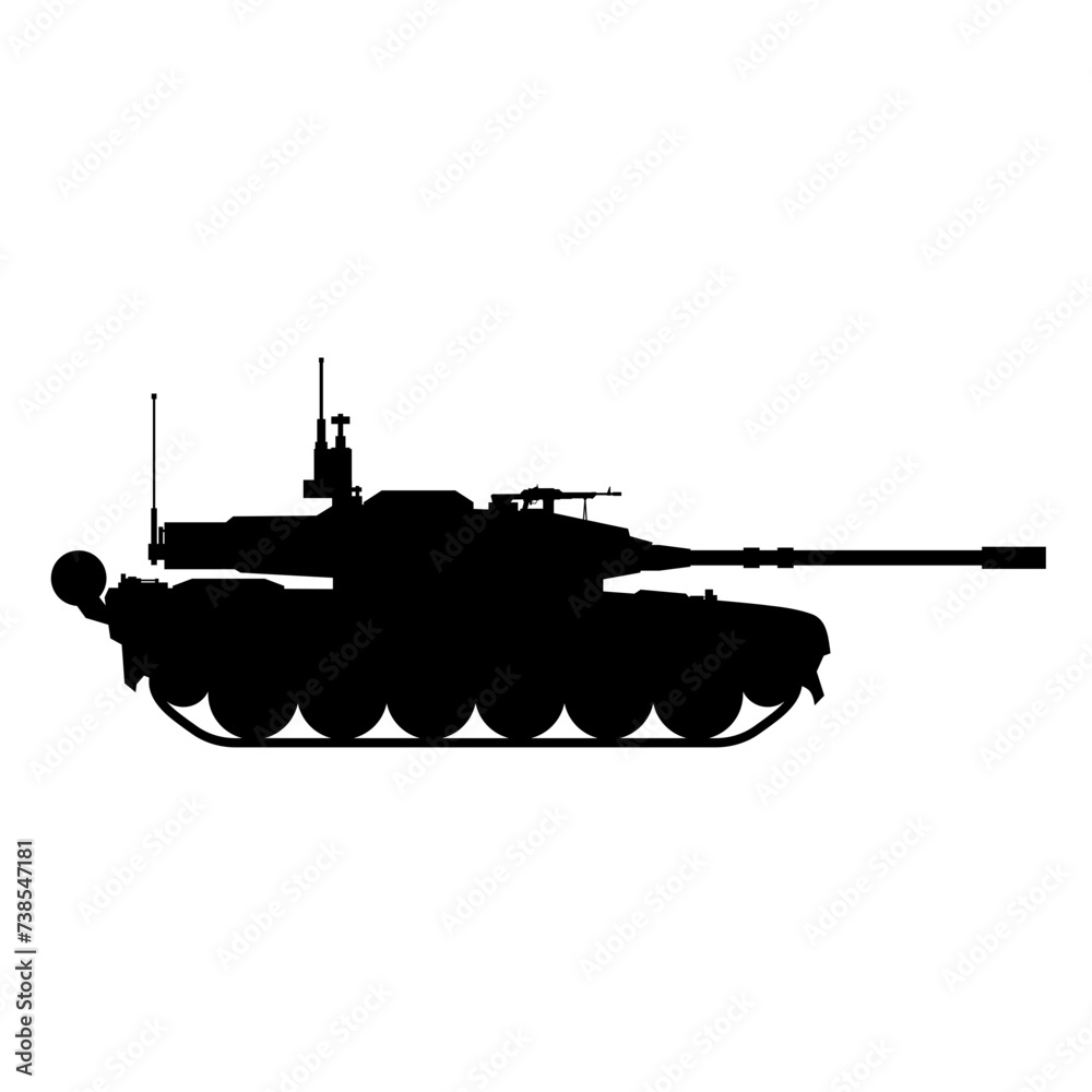 Military tank silhouette icon vector. Military tank silhouette for icon, symbol or sign. Armored tank symbol for military, war, conflict and cannon