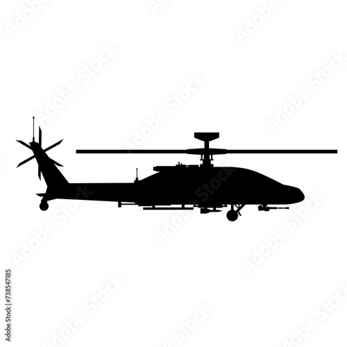 Attack helicopter silhouette icon vector. Attack helicopter silhouette for icon, symbol or sign. Attack helicopter icon for military, war, conflict and air strike