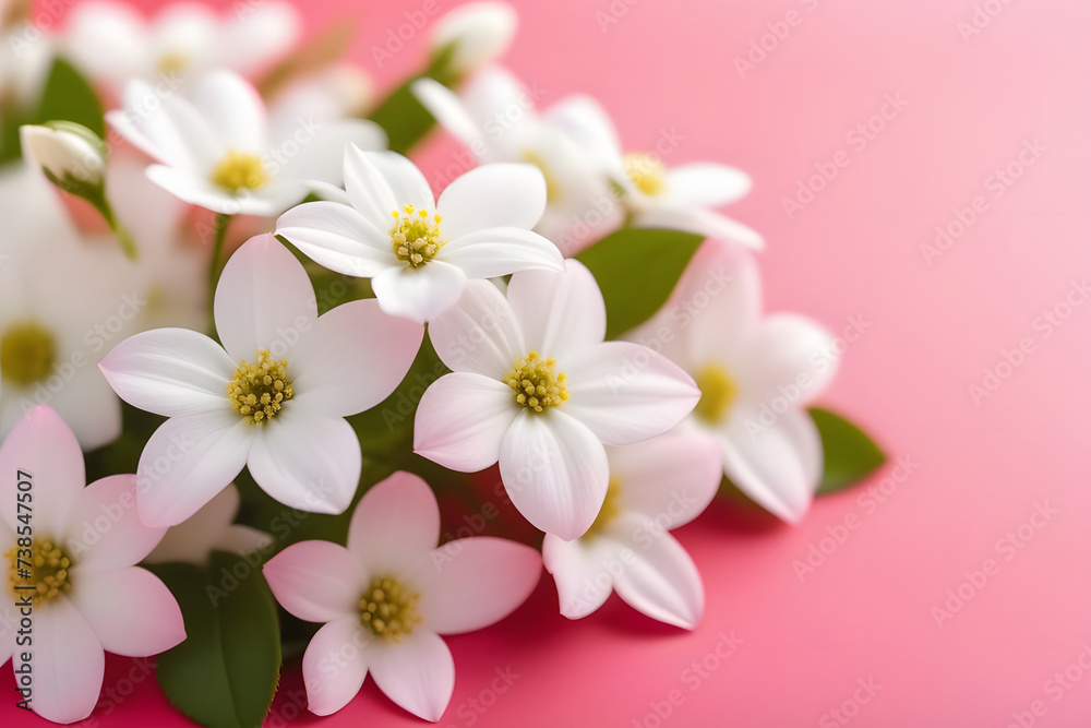 White Flowers on Pink Surface