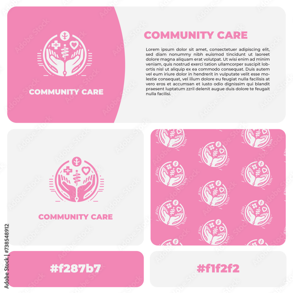 The health community logo design, with a symbol that depicts hospitality, is suitable for use as a health brand