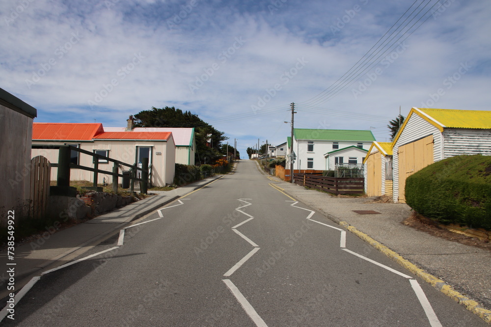 Street scene in Stanley, aka Port Stanley, the capital of the Falkland Islands. Street scene in Stanley, aka Port Stanley, the capital of the Falkland Islands.