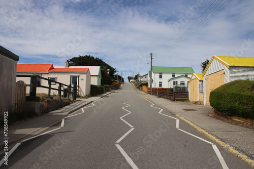Street scene in Stanley, aka Port Stanley, the capital of the Falkland Islands.