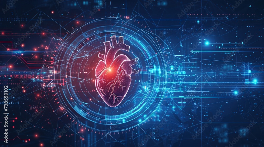 Obraz premium Heart cardiology health care with diagnosis vitals infographic biometrics