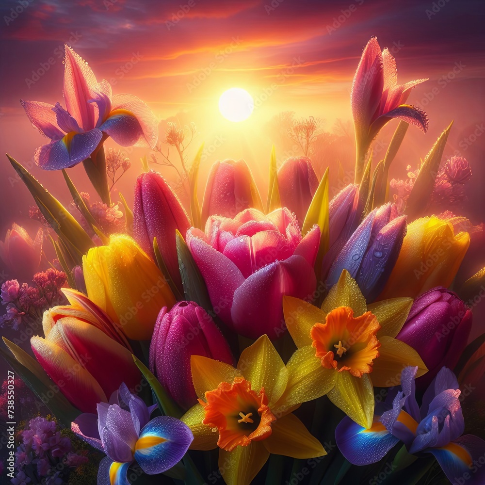 Naklejka premium Floral Elegance: Embracing Springtime's Blossoms