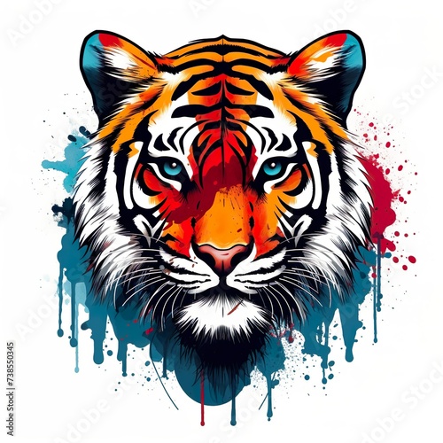 tiger head illustration art for t shirt design isolated on white background 