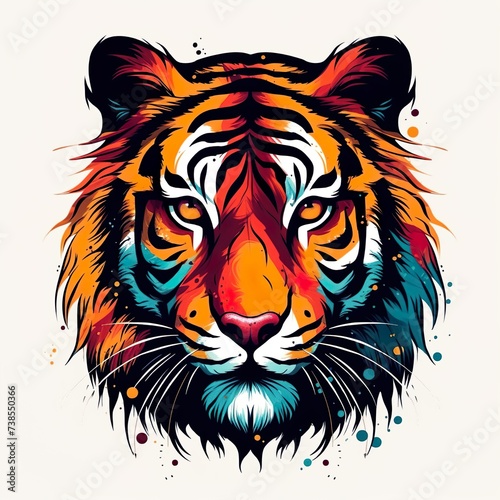 tiger head illustration art for t shirt design isolated on white background 