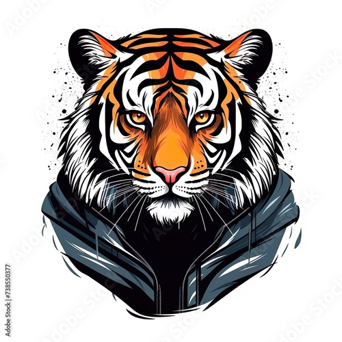 tiger head illustration art for t shirt design isolated on white background 