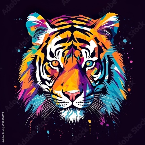 tiger head illustration art for t shirt design isolated on white background 