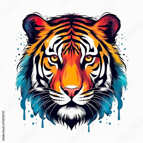 tiger head illustration art for t shirt design isolated on white background 