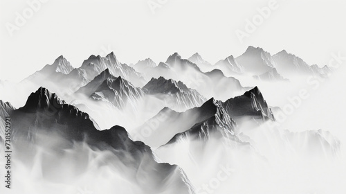 China ink painting style of mountains