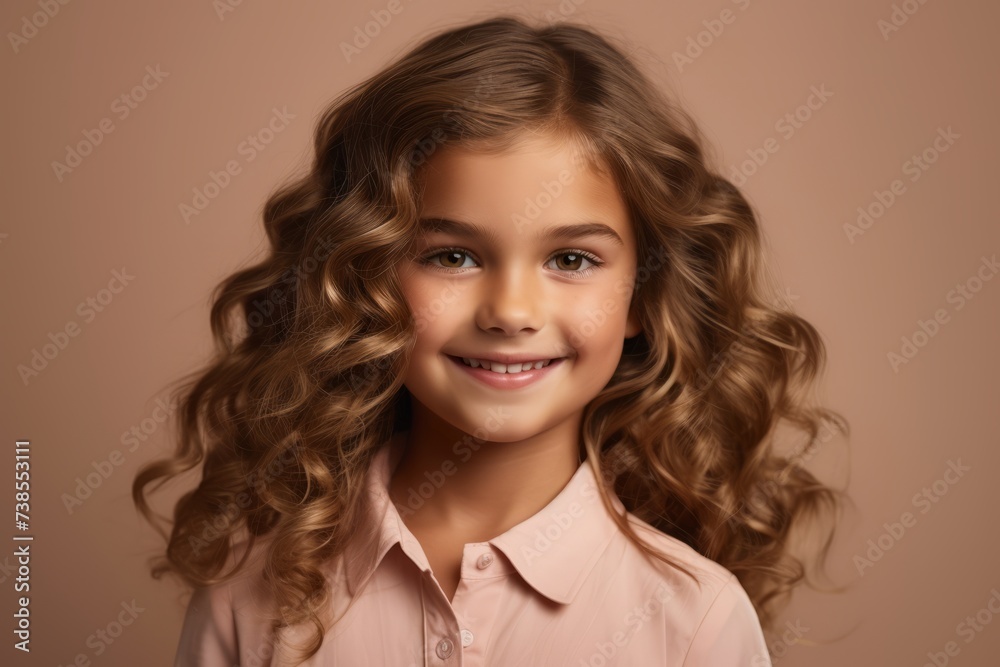 Portrait of a beautiful smiling little girl with long curly hair. Portrait of a beautiful smiling little girl with long curly hair.
