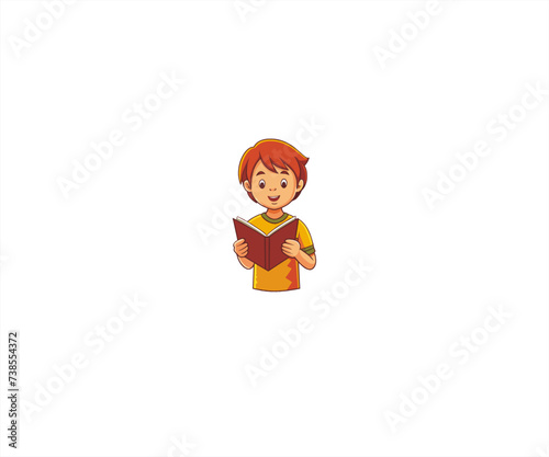 character kids student reading book illustratuin