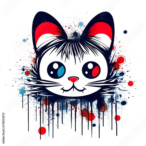 colorful creative cat art for t-shirt design 