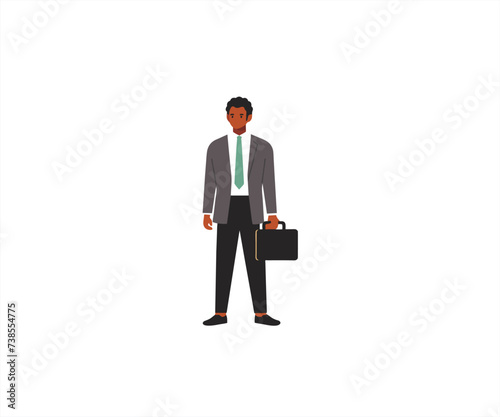 bussines man holding suitcase character cartoon illustration